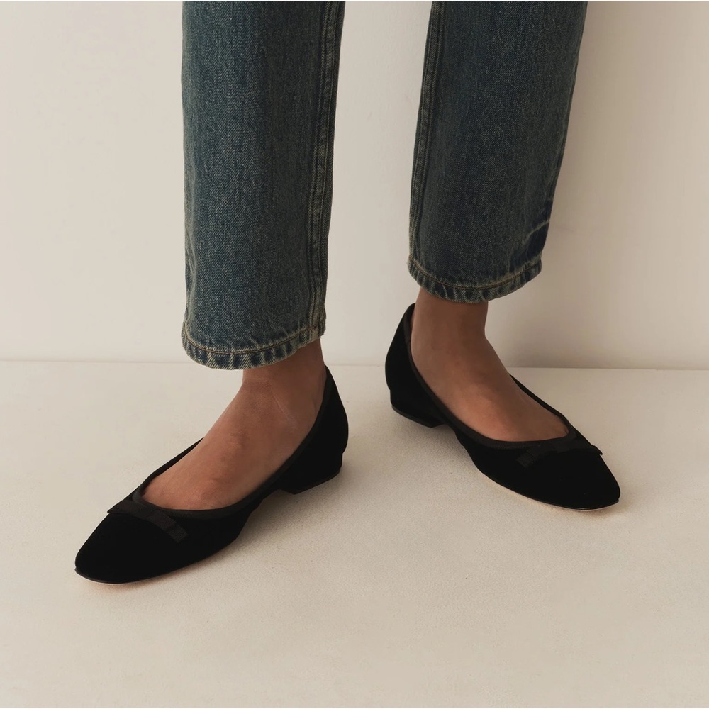 DÔEN Odette Ballet Flat in Black Kid Suede 🖤